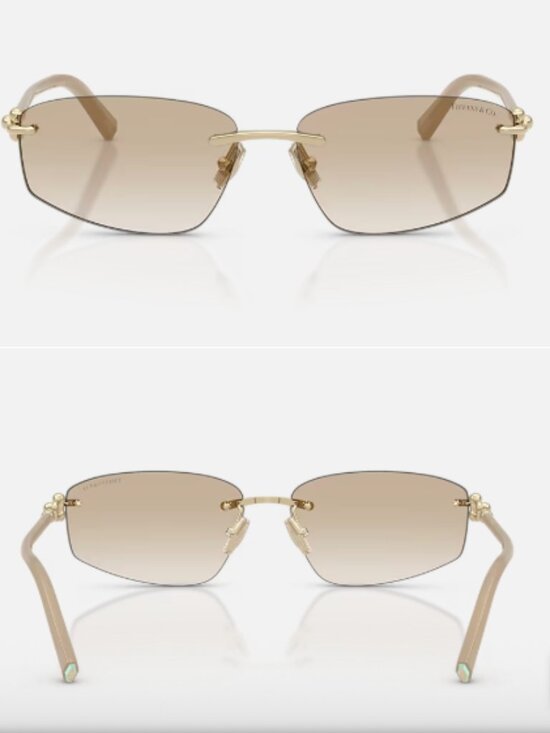 Tiffany & Co. Rimless Gold Sunglasses w/ Blue Case – New main image 5